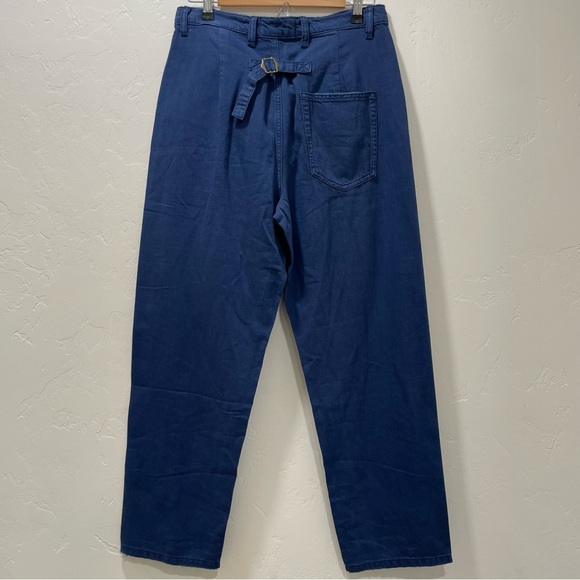 NWT Free People x Sandrine Rose Blue Cotton Linen Wide Leg Buckle Pants Size 28 - Picture 11 of 14